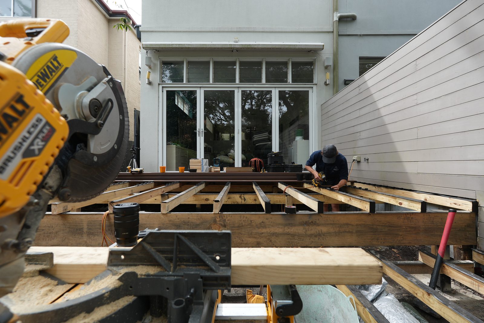 Substructure / framing in progress on a Sydney extension build